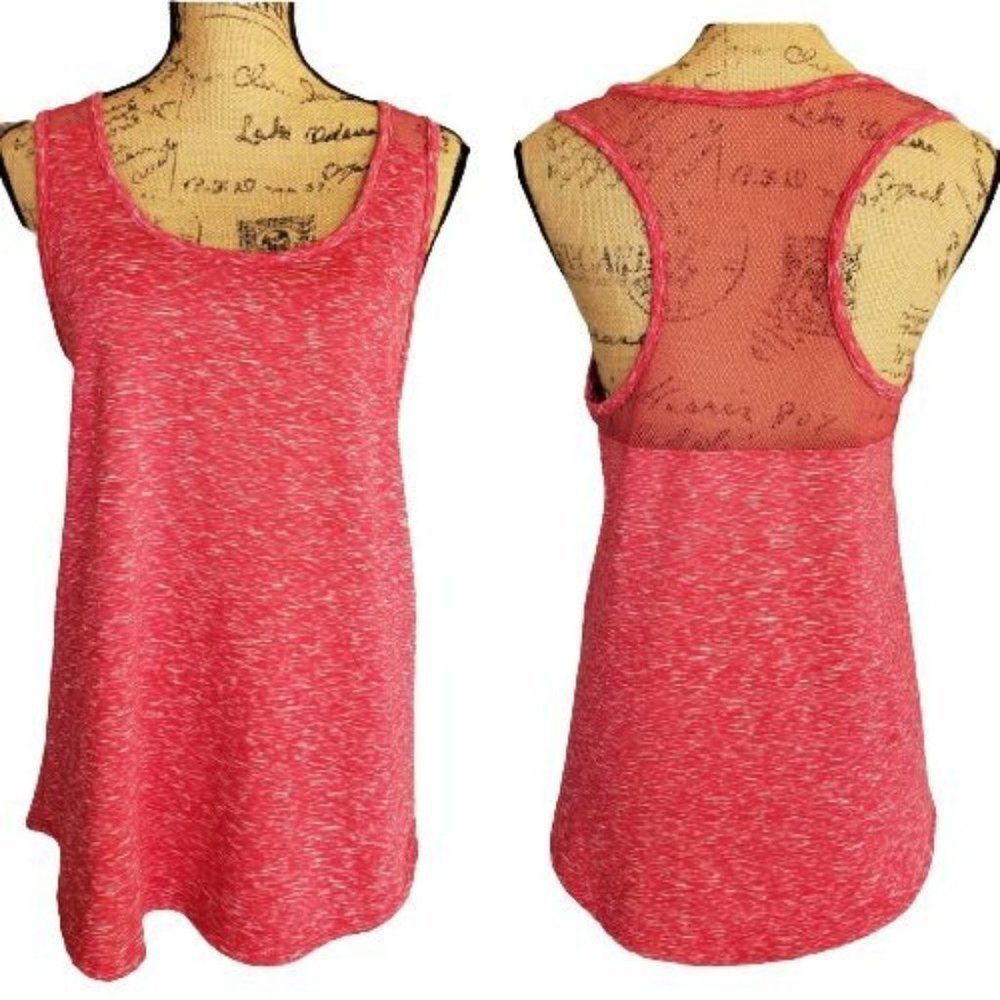 Women's Mesh Racerback Coral Athletic Loose Fit Tank Top Medium NWOT